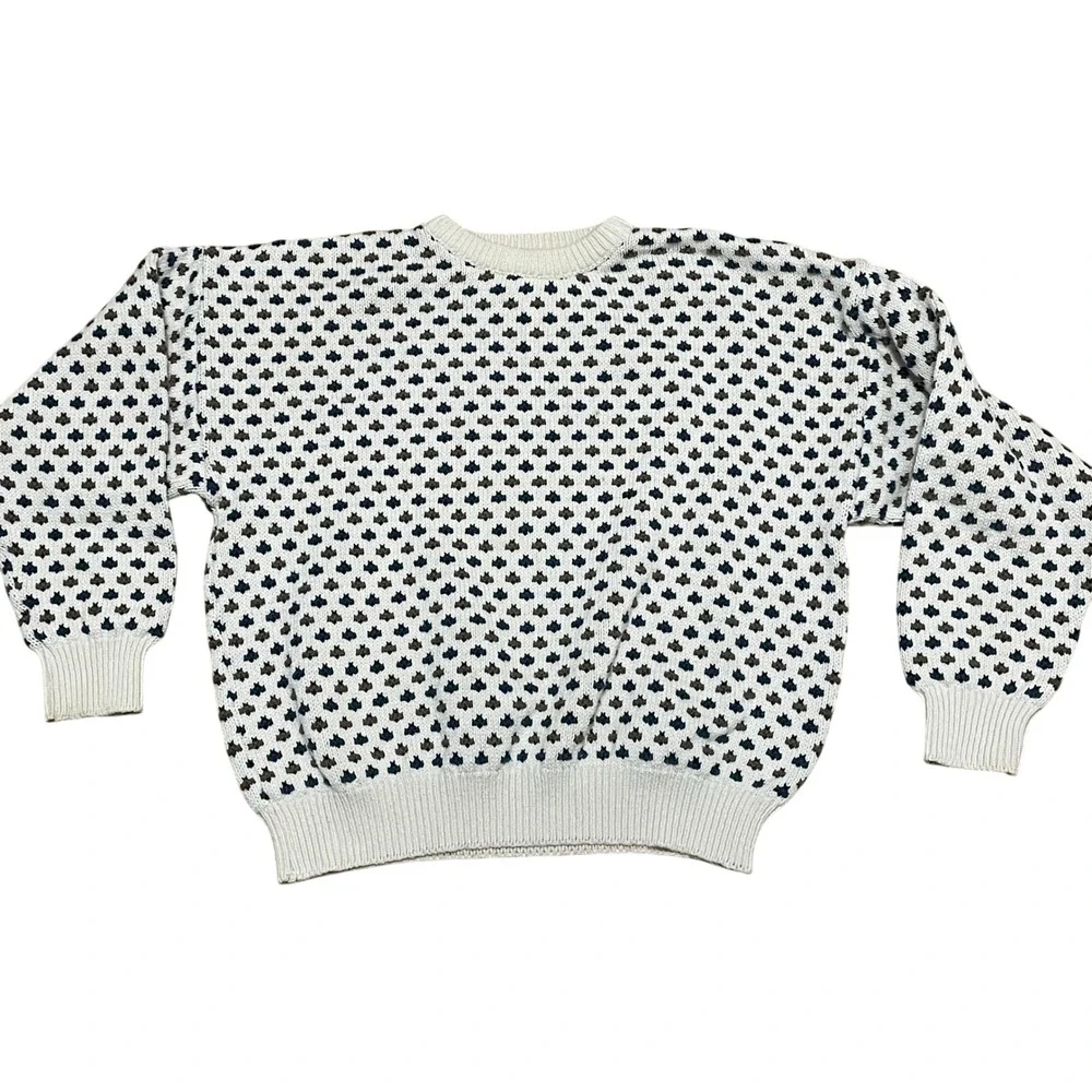 VTG Eddie Bauer Men's XL Cotton Fair Isle Heavy Knit Crewneck Sweater USA Made - Picture 1 of 7